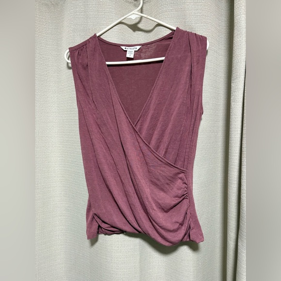 Athleta Breezy Wrap Tank Top in a tawny dusty rose color - Picture 2 of 6